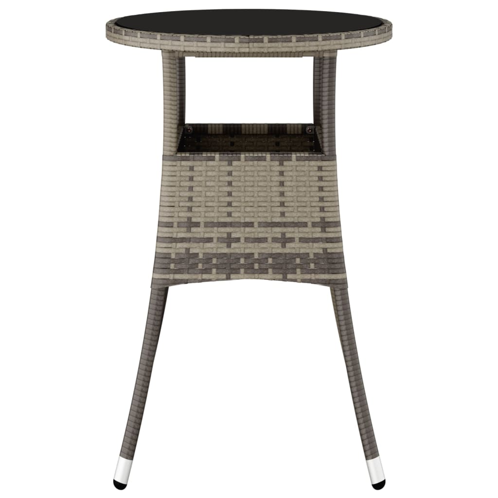 vidaXL Gartentisch Ø60x75 cm Hartglas und Poly Rattan Grau