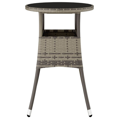 vidaXL Gartentisch Ø60x75 cm Hartglas und Poly Rattan Grau