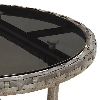 vidaXL Gartentisch Ø60x75 cm Hartglas und Poly Rattan Grau