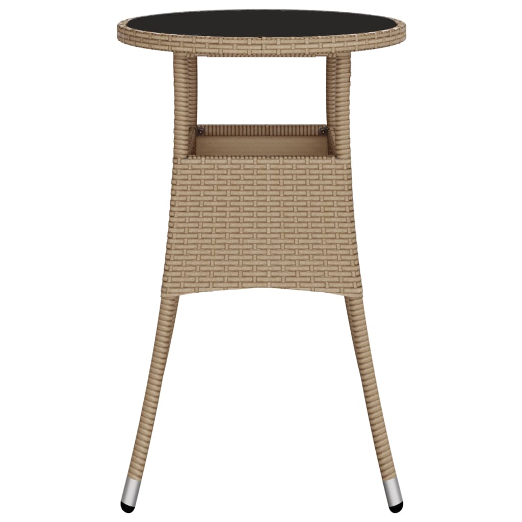vidaXL Gartentisch Ø60x75 cm Hartglas und Poly Rattan Beige