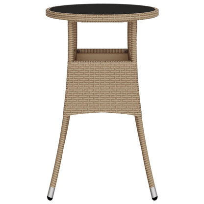 vidaXL Gartentisch Ø60x75 cm Hartglas und Poly Rattan Beige