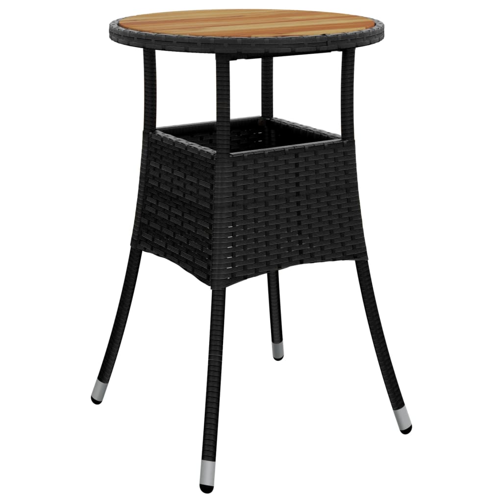 vidaXL Gartentisch Ø60x75 cm Akazienholz und Poly Rattan Schwarz