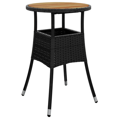 vidaXL Gartentisch Ø60x75 cm Akazienholz und Poly Rattan Schwarz