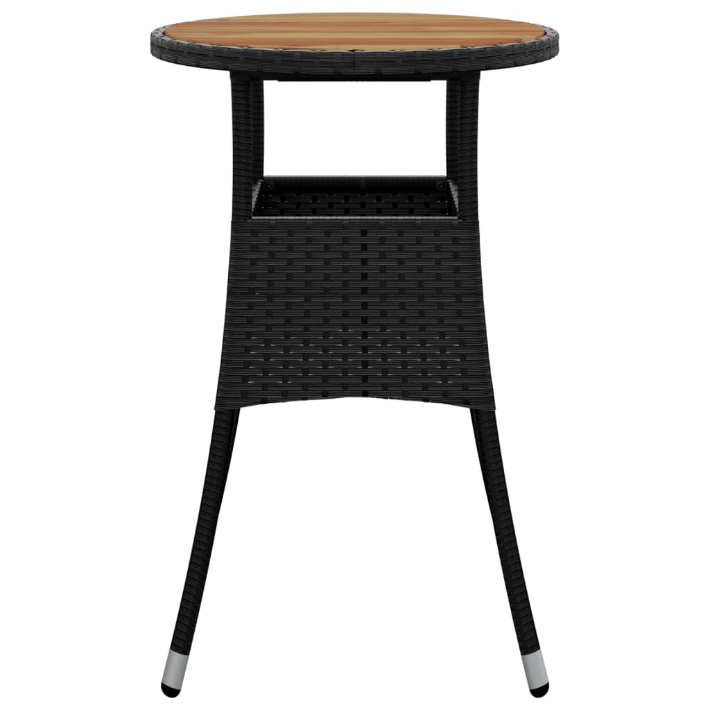 vidaXL Gartentisch Ø60x75 cm Akazienholz und Poly Rattan Schwarz