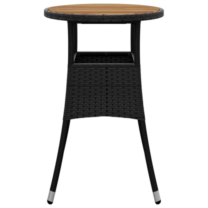 vidaXL Gartentisch Ø60x75 cm Akazienholz und Poly Rattan Schwarz