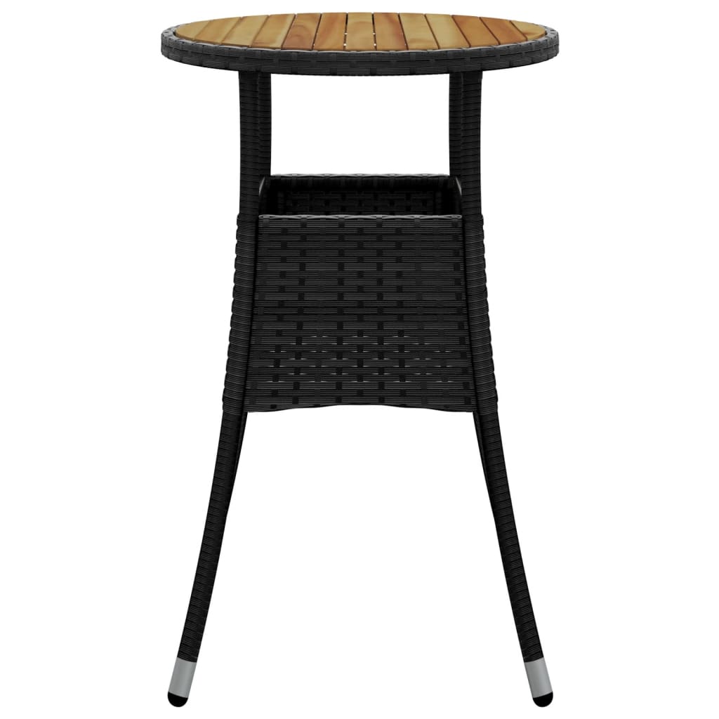 vidaXL Gartentisch Ø60x75 cm Akazienholz und Poly Rattan Schwarz