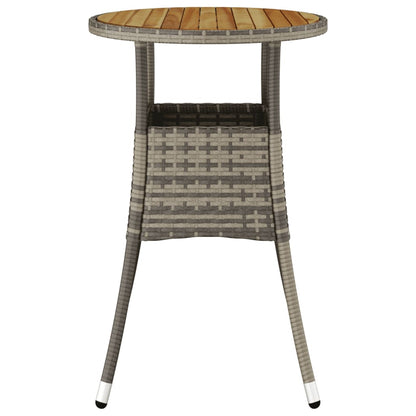 vidaXL Gartentisch Ø60x75 cm Akazienholz und Poly Rattan Grau