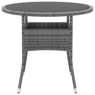 vidaXL Gartentisch Ø80x75 cm Hartglas und Poly Rattan Grau