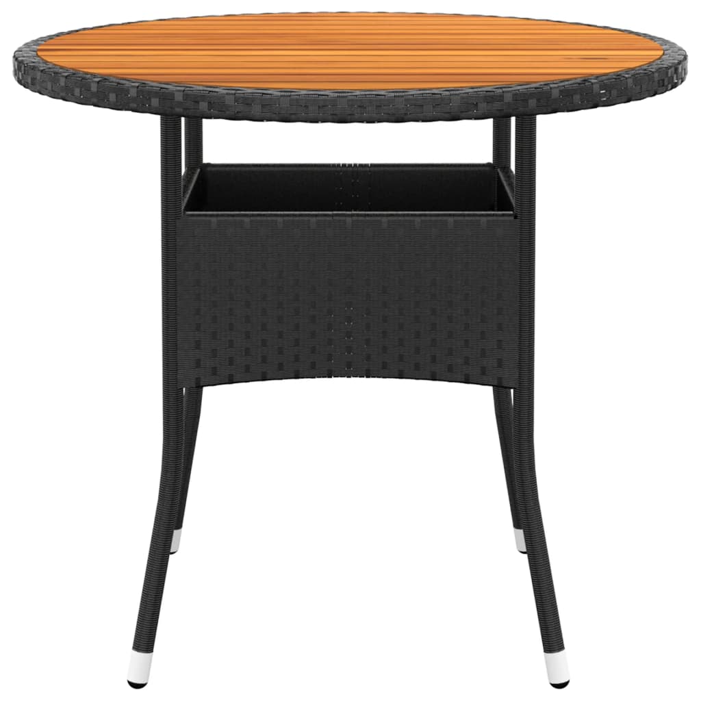 vidaXL Gartentisch Ø80x75 cm Akazienholz und Poly Rattan Schwarz