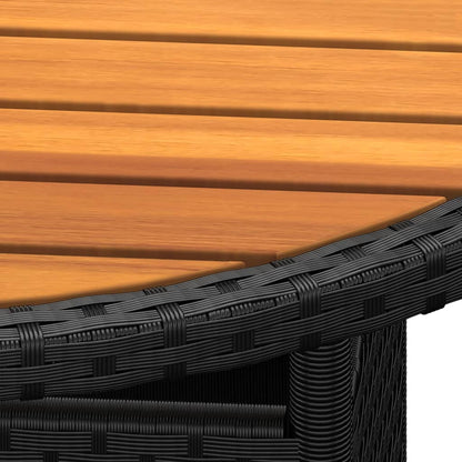 vidaXL Gartentisch Ø80x75 cm Akazienholz und Poly Rattan Schwarz