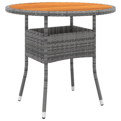 vidaXL Table de jardin Ø80x75 cm Bois d'acacia et résine tressée Gris