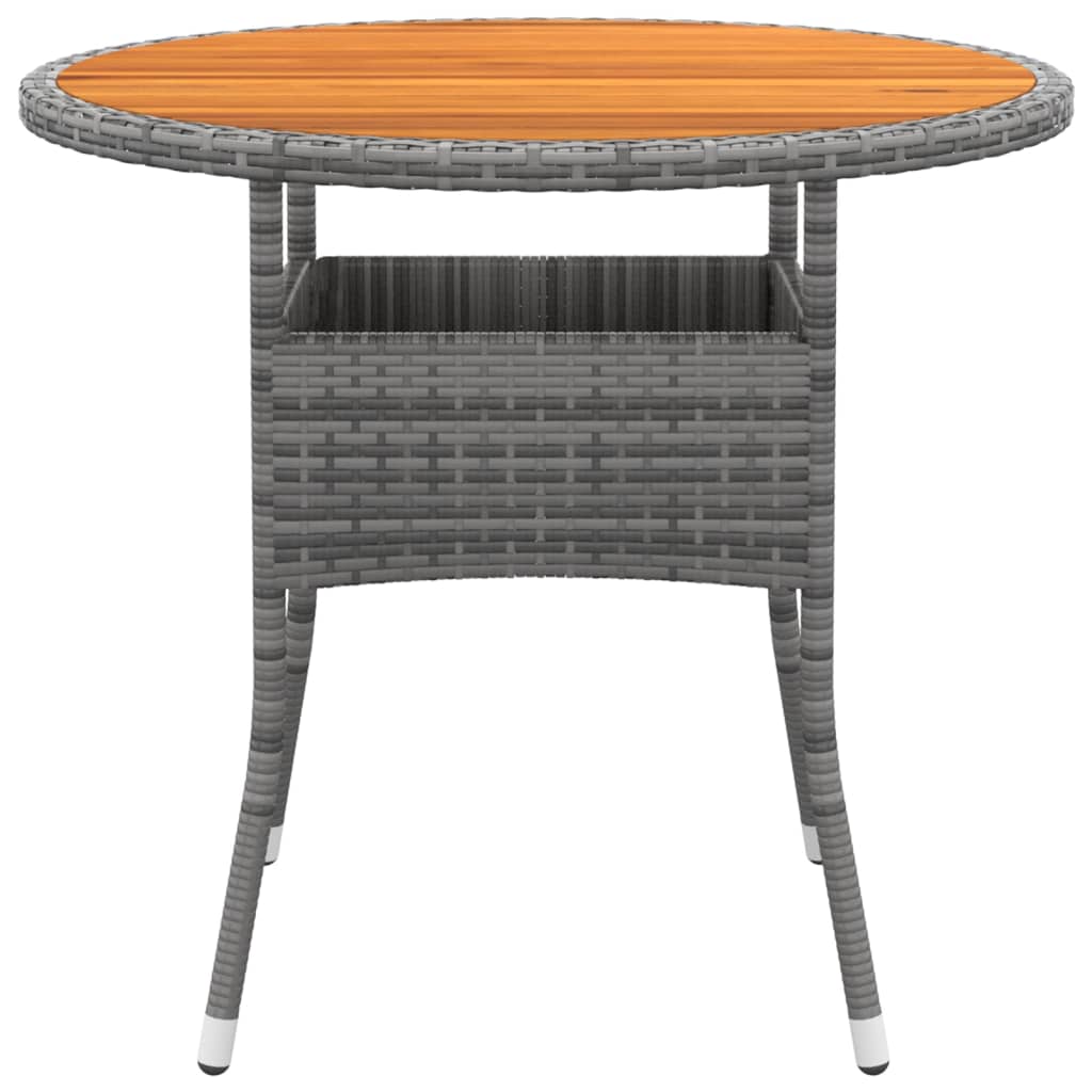 vidaXL Table de jardin Ø80x75 cm Bois d'acacia et résine tressée Gris