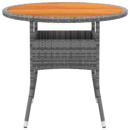 vidaXL Table de jardin Ø80x75 cm Bois d'acacia et résine tressée Gris