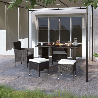 vidaXL Ensemble de 4 chaises de jardin et tabourets en résine tressée Noir