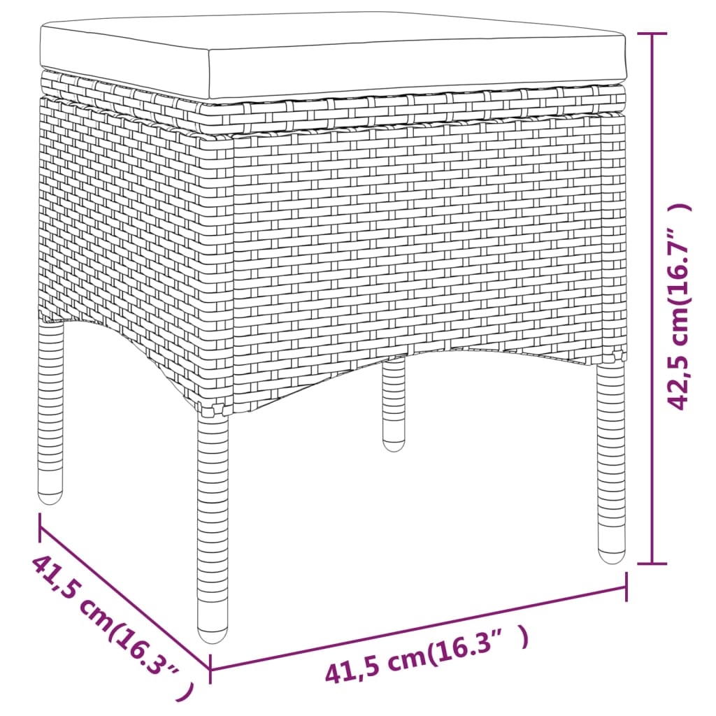 vidaXL 4-tlg. Gartenstuhl und Hocker Set Poly Rattan Schwarz