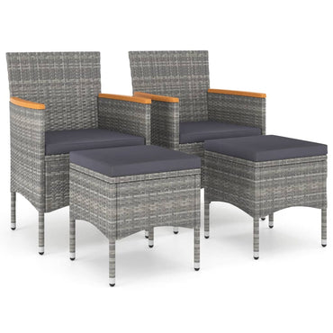 vidaXL Ensemble de 4 chaises de jardin et tabourets en résine tressée gris