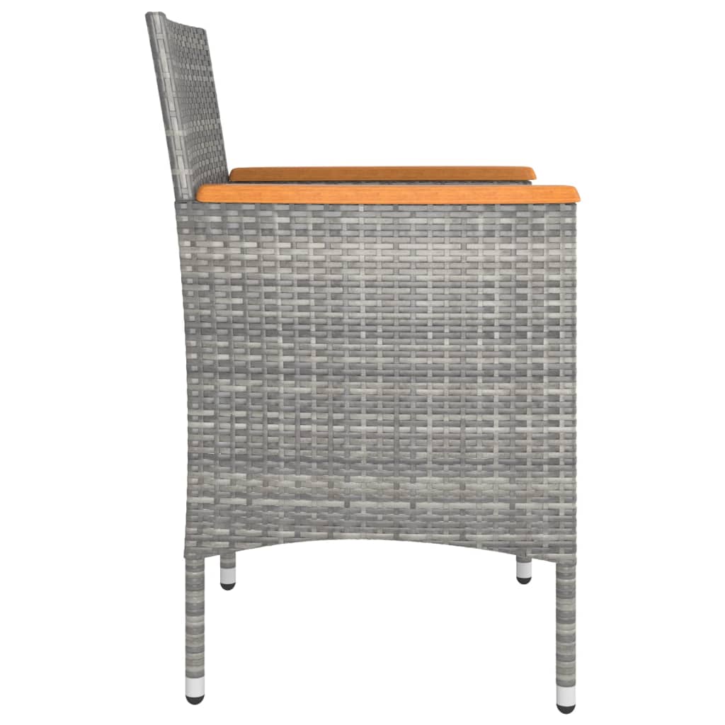 vidaXL 4-tlg. Gartenstuhl und Hocker Set Poly Rattan Grau