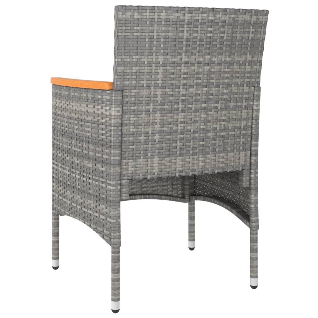 vidaXL 4-tlg. Gartenstuhl und Hocker Set Poly Rattan Grau