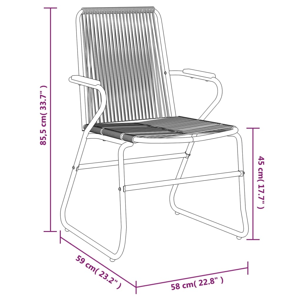 vidaXL Chaises de jardin 4 pcs Noir 58x59x85,5 cm Rotin PVC