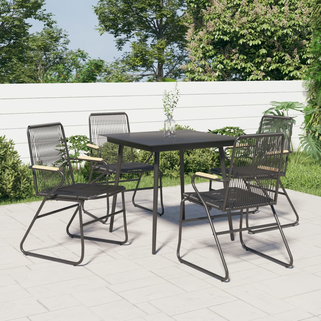 vidaXL Chaises de jardin 4 pcs Noir 58x59x85,5 cm Rotin PVC