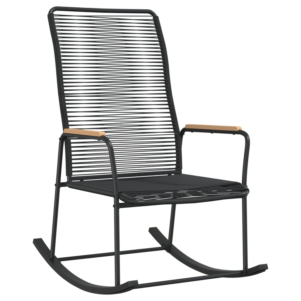 vidaXL Fauteuil à bascule de jardin noir 59x79,5x104 cm rotin en PVC