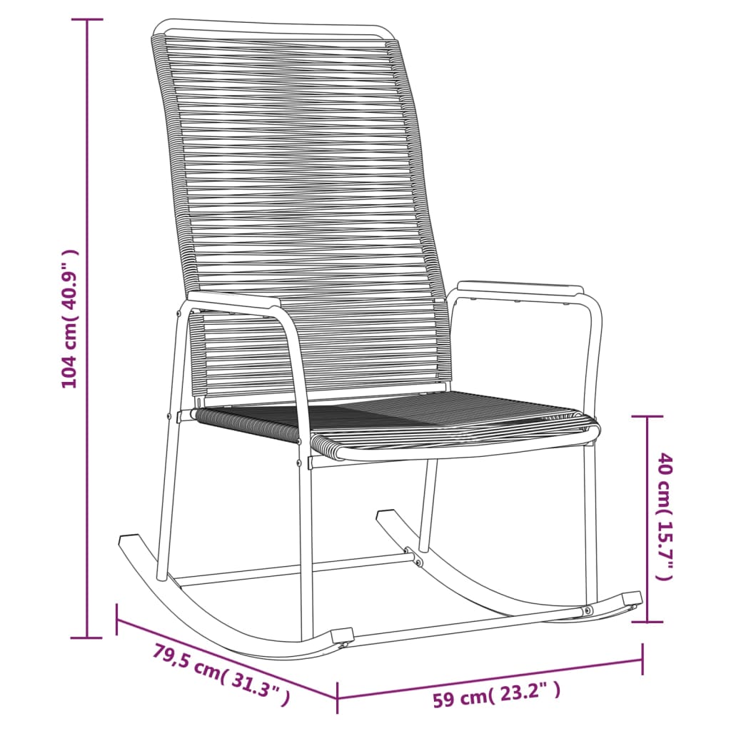 vidaXL Fauteuil à bascule de jardin noir 59x79,5x104 cm rotin en PVC