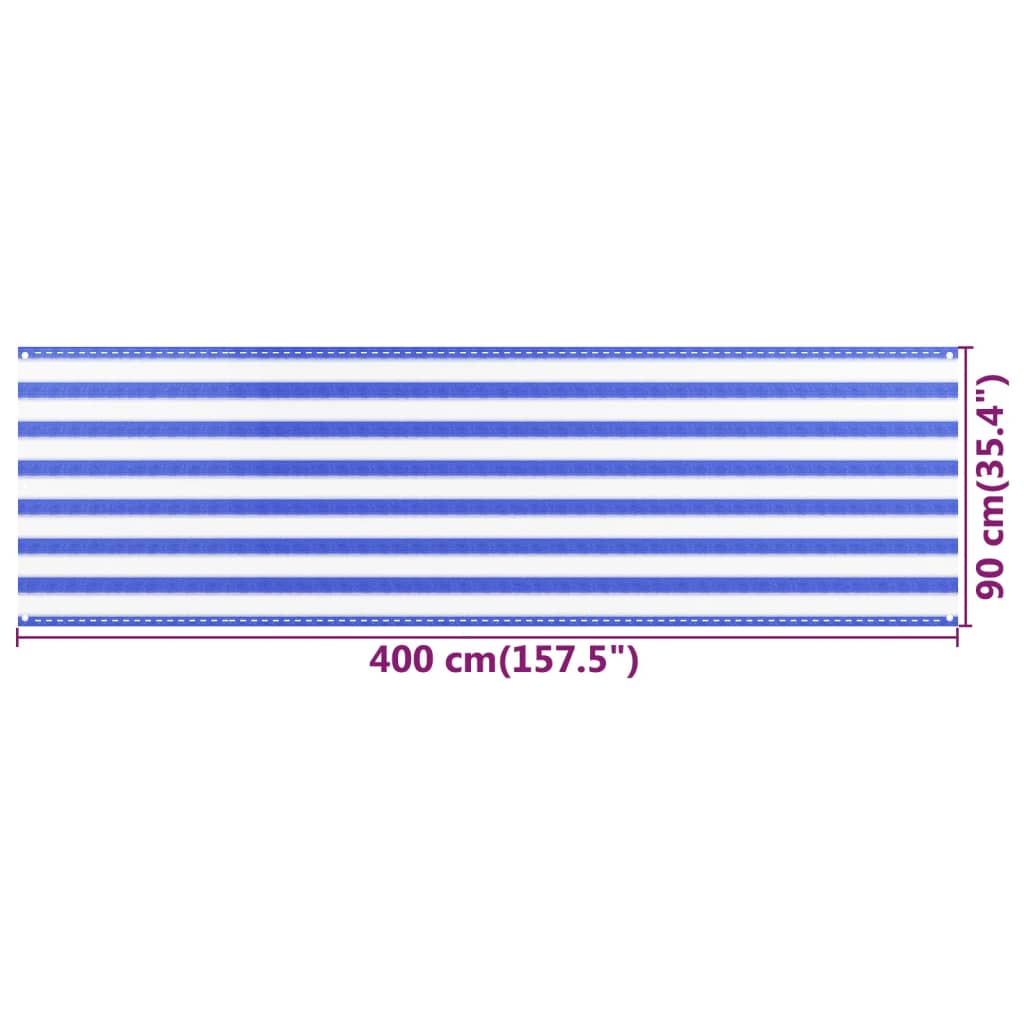 vidaXL Balkon-Sichtschutz Blau und Weiß 90x400 cm HDPE