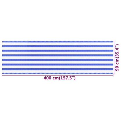vidaXL Balkon-Sichtschutz Blau und Weiß 90x400 cm HDPE