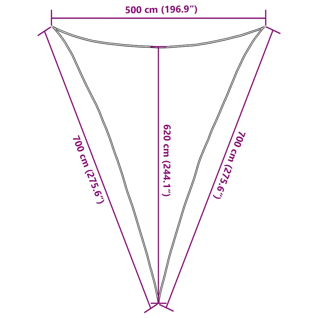 vidaXL Sonnensegel 160 g/m² Dreieckig Terrakottarot 5x7x7 m HDPE