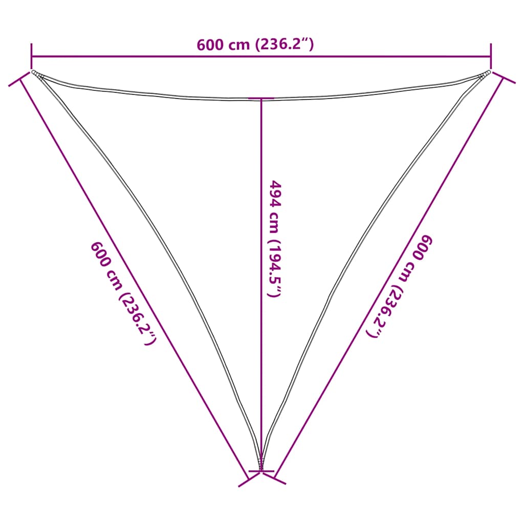 vidaXL Sonnensegel 160 g/m² Dreieckig Terrakottarot 6x6x6 m HDPE