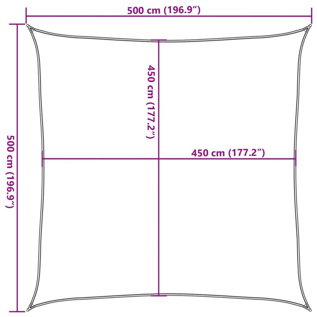 vidaXL Sonnensegel 160 g/m² Quadratisch Gelb 5x5 m HDPE
