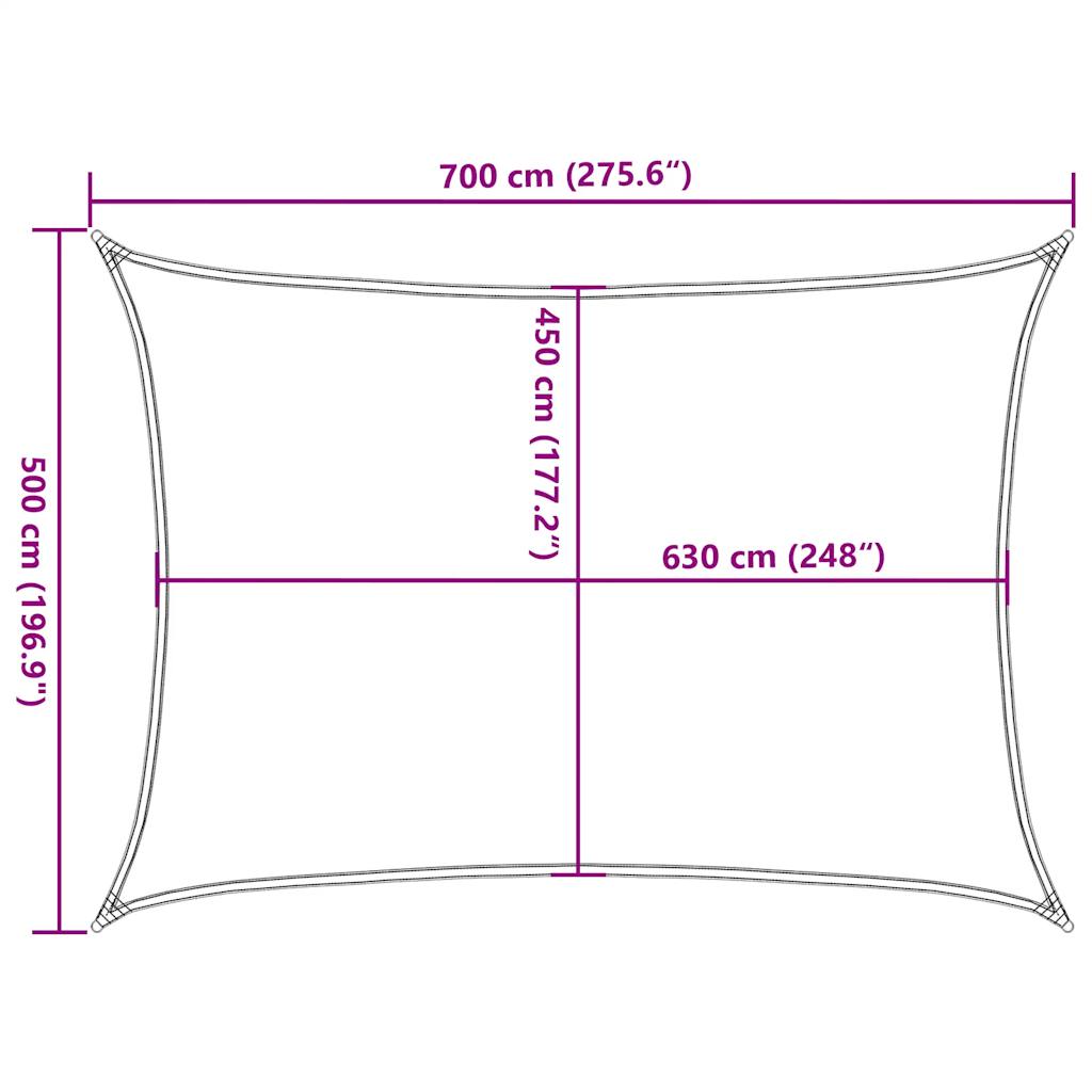 vidaXL Sonnensegel 160 g/m² Rechteckig Gelb 5x7 m HDPE