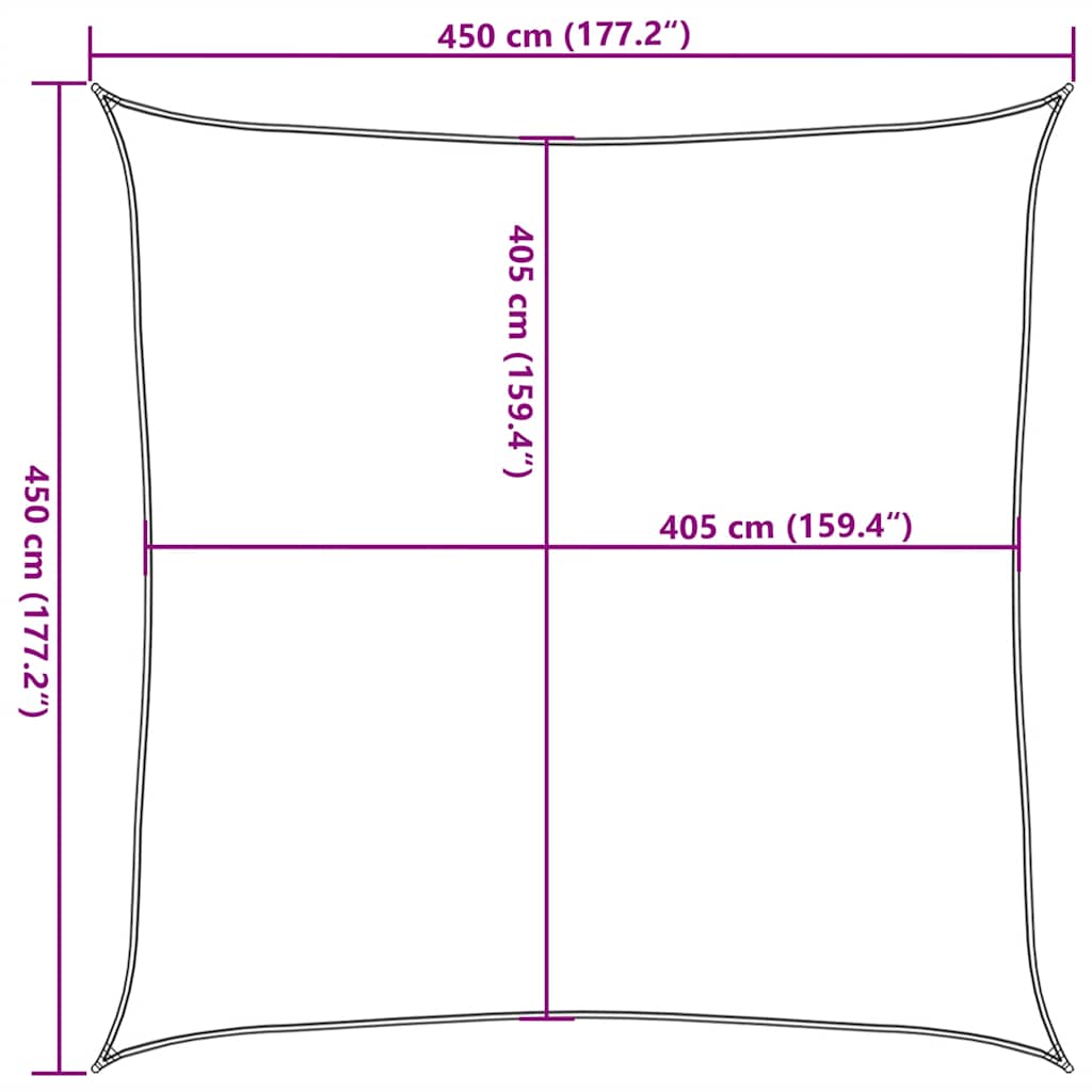 vidaXL Sonnensegel 160 g/m² Quadratisch Orange 4,5x4,5 m HDPE