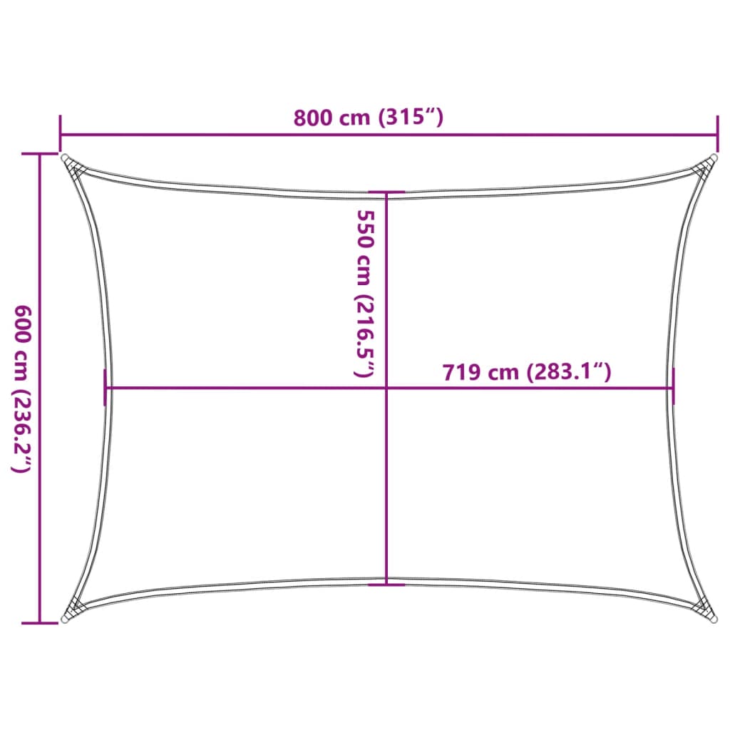 vidaXL Sonnensegel 160 g/m² Rechteckig Schwarz 6x8 m HDPE