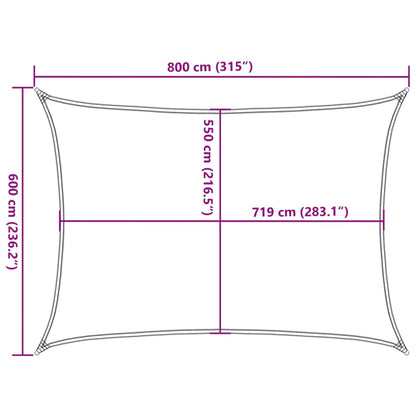 vidaXL Sonnensegel 160 g/m² Rechteckig Schwarz 6x8 m HDPE
