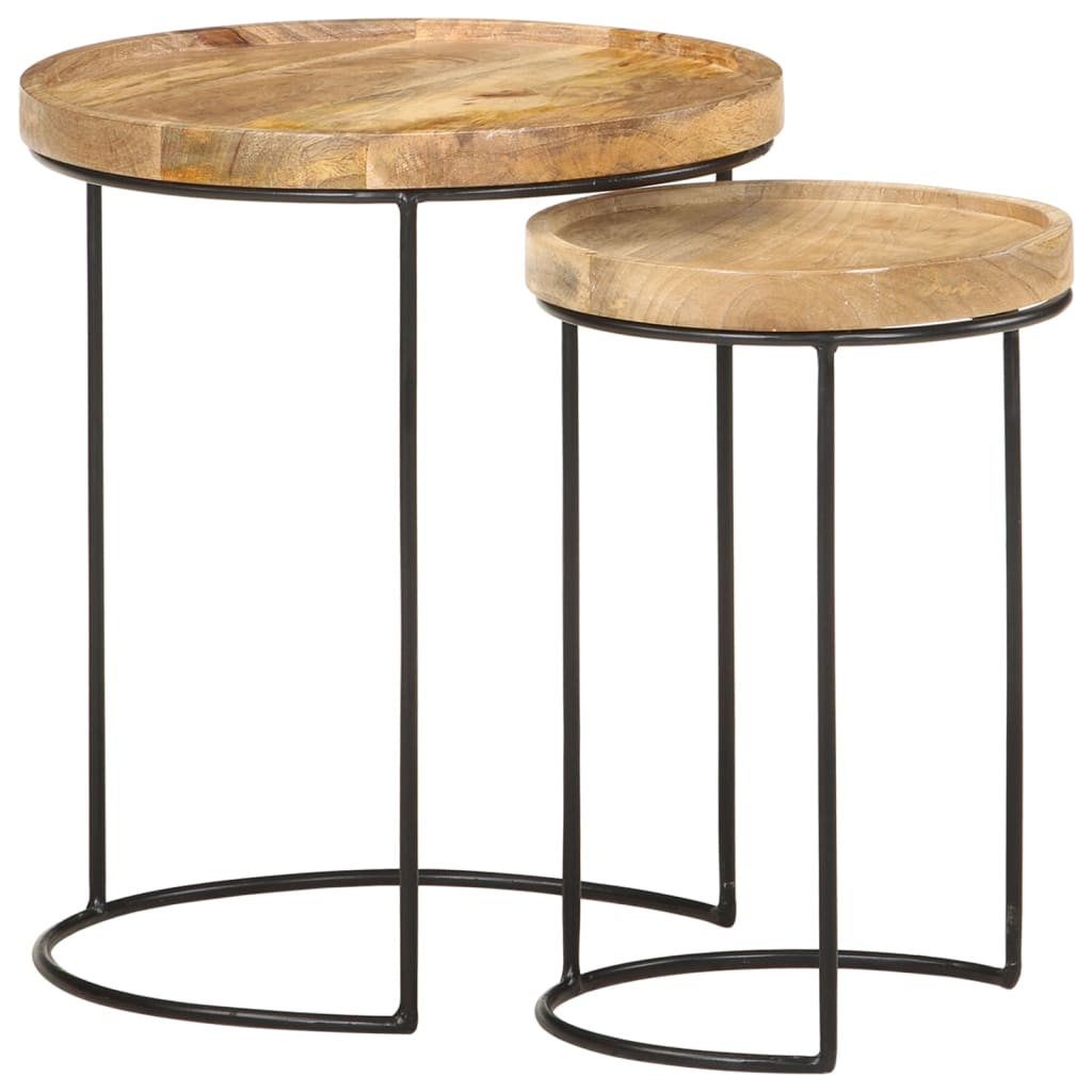 vidaXL 2-tlg. Couchtisch-Set Massivholz Mango und Stahl