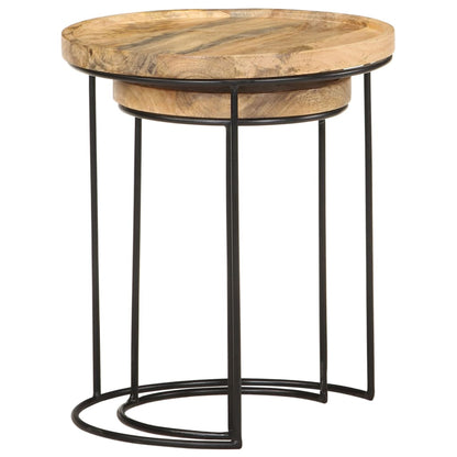 vidaXL 2-tlg. Couchtisch-Set Massivholz Mango und Stahl