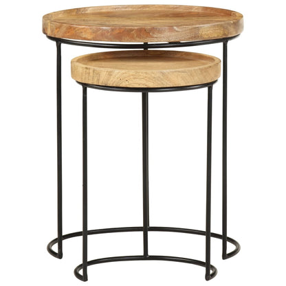 vidaXL 2-tlg. Couchtisch-Set Massivholz Mango und Stahl