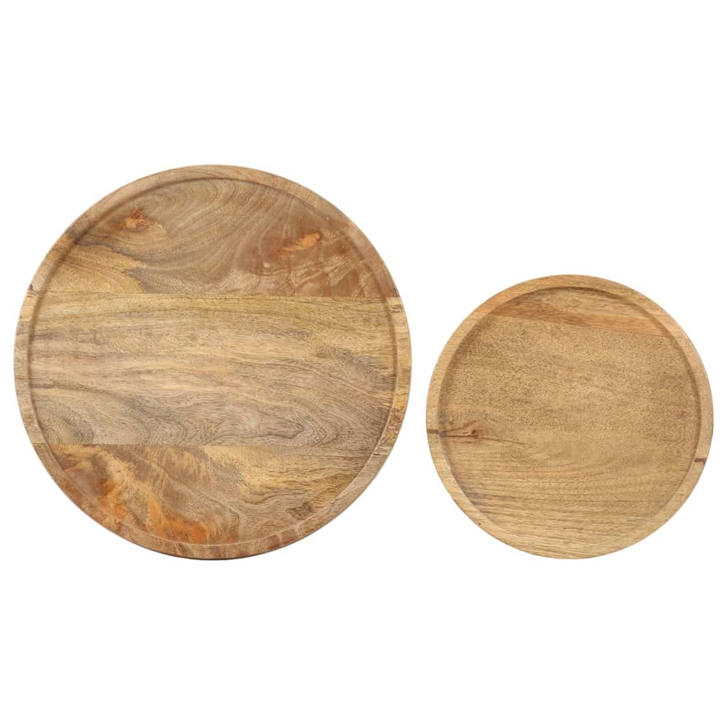 vidaXL 2-tlg. Couchtisch-Set Massivholz Mango und Stahl