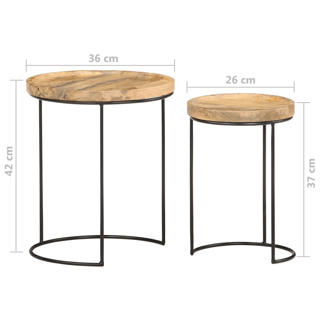 vidaXL 2-tlg. Couchtisch-Set Massivholz Mango und Stahl