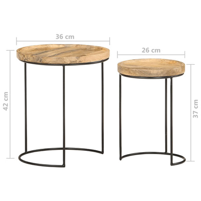 vidaXL 2-tlg. Couchtisch-Set Massivholz Mango und Stahl