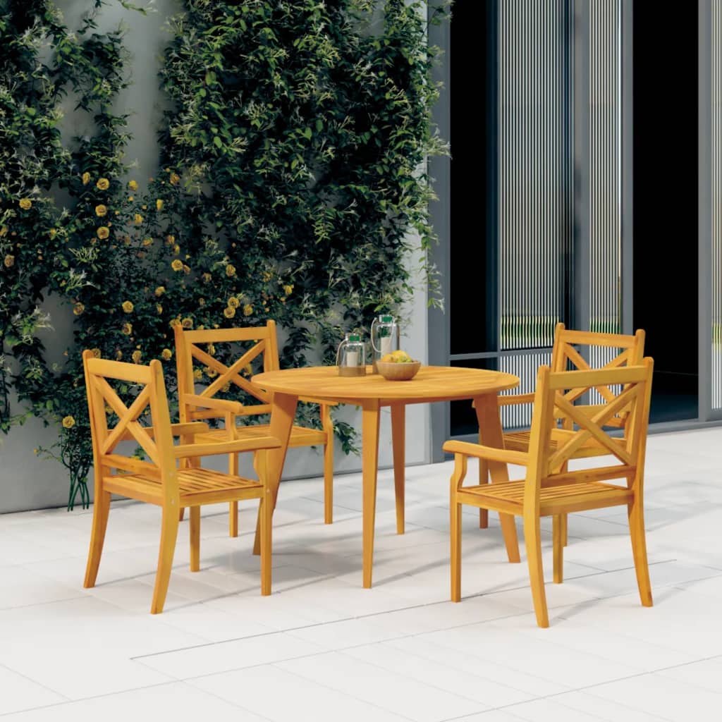 vidaXL Table de jardin Ø 110 x 75 cm en bois d'acacia massif