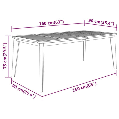 vidaXL Gartentisch 160x90x75 cm Massivholz Akazie