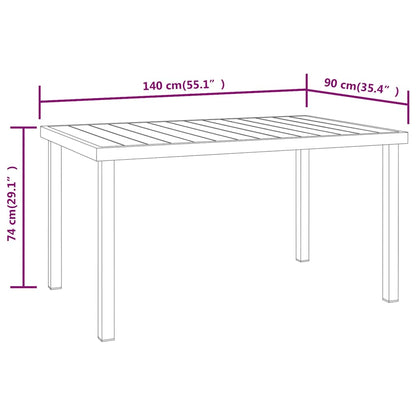 vidaXL Gartentisch Schwarz 140x90x74 cm Aluminium und WPC
