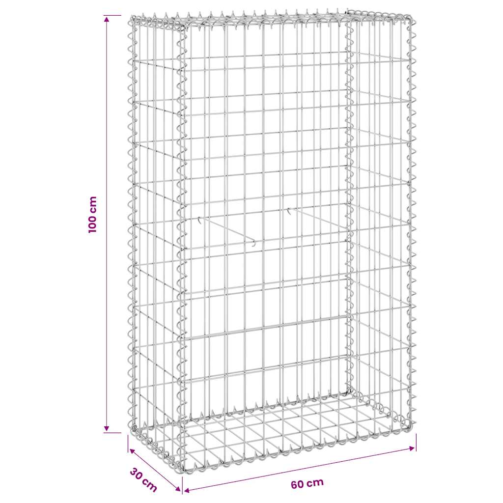 vidaXL Gabionenwand mit Abdeckung Verzinkter Stahl 60x30x100 cm