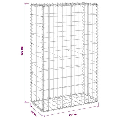 vidaXL Gabionenwand mit Abdeckung Verzinkter Stahl 60x30x100 cm