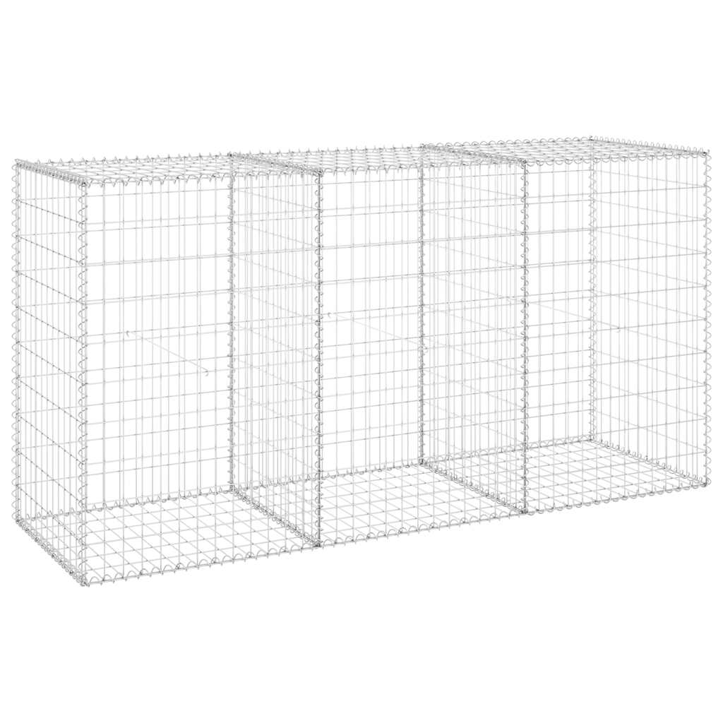 vidaXL Gabionenwand mit Abdeckung Verzinkter Stahl 200x60x100 cm