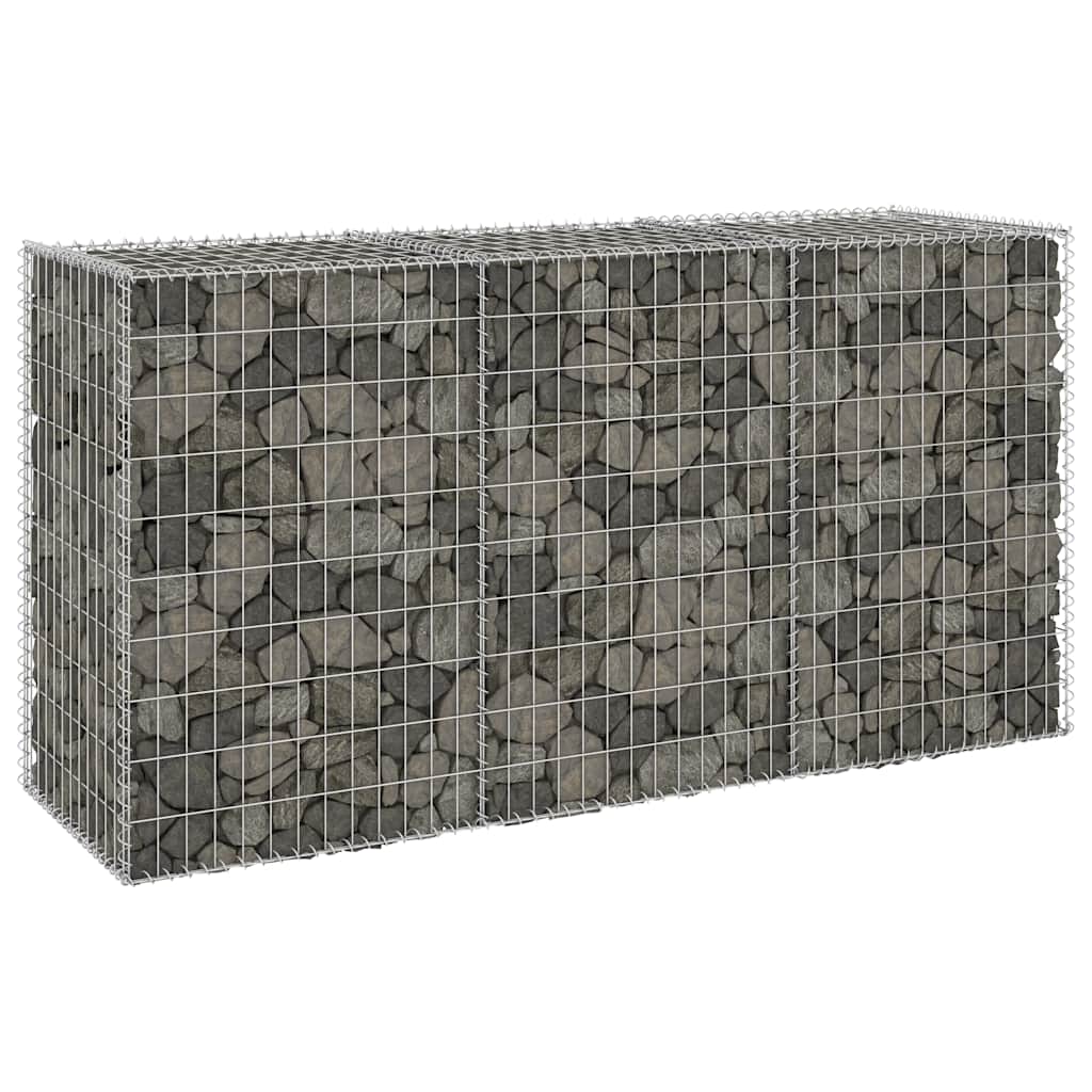 vidaXL Gabionenwand mit Abdeckung Verzinkter Stahl 200x60x100 cm