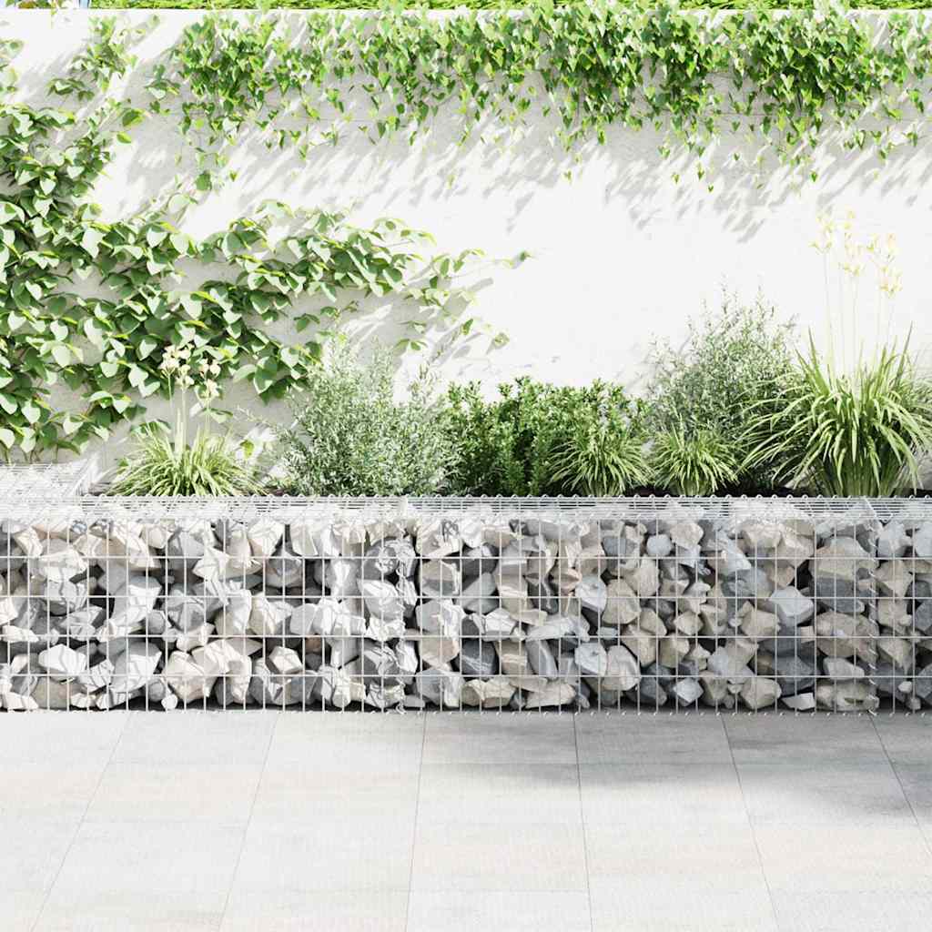 vidaXL Gabionenwand mit Abdeckung Verzinkter Stahl 900x30x50 cm