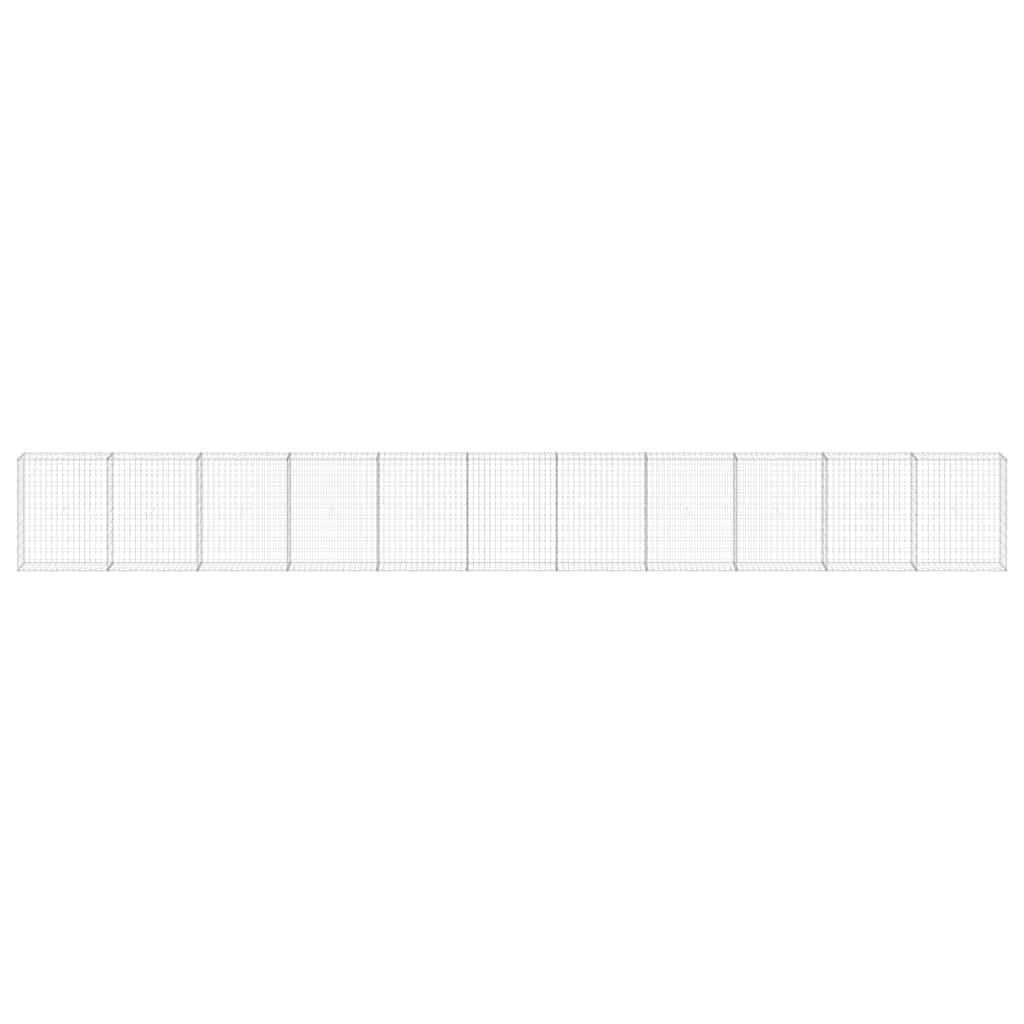 vidaXL Gabionenwand mit Abdeckung Verzinkter Stahl 900x30x100 cm